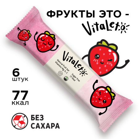 Батончик фруктово-злаковый VitaLeto "Клубничный", 6 шт. х 30 г